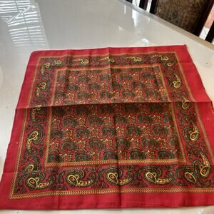 Bohemian Floral Red Green Bandana Handkerchief Cotton New In Plastic